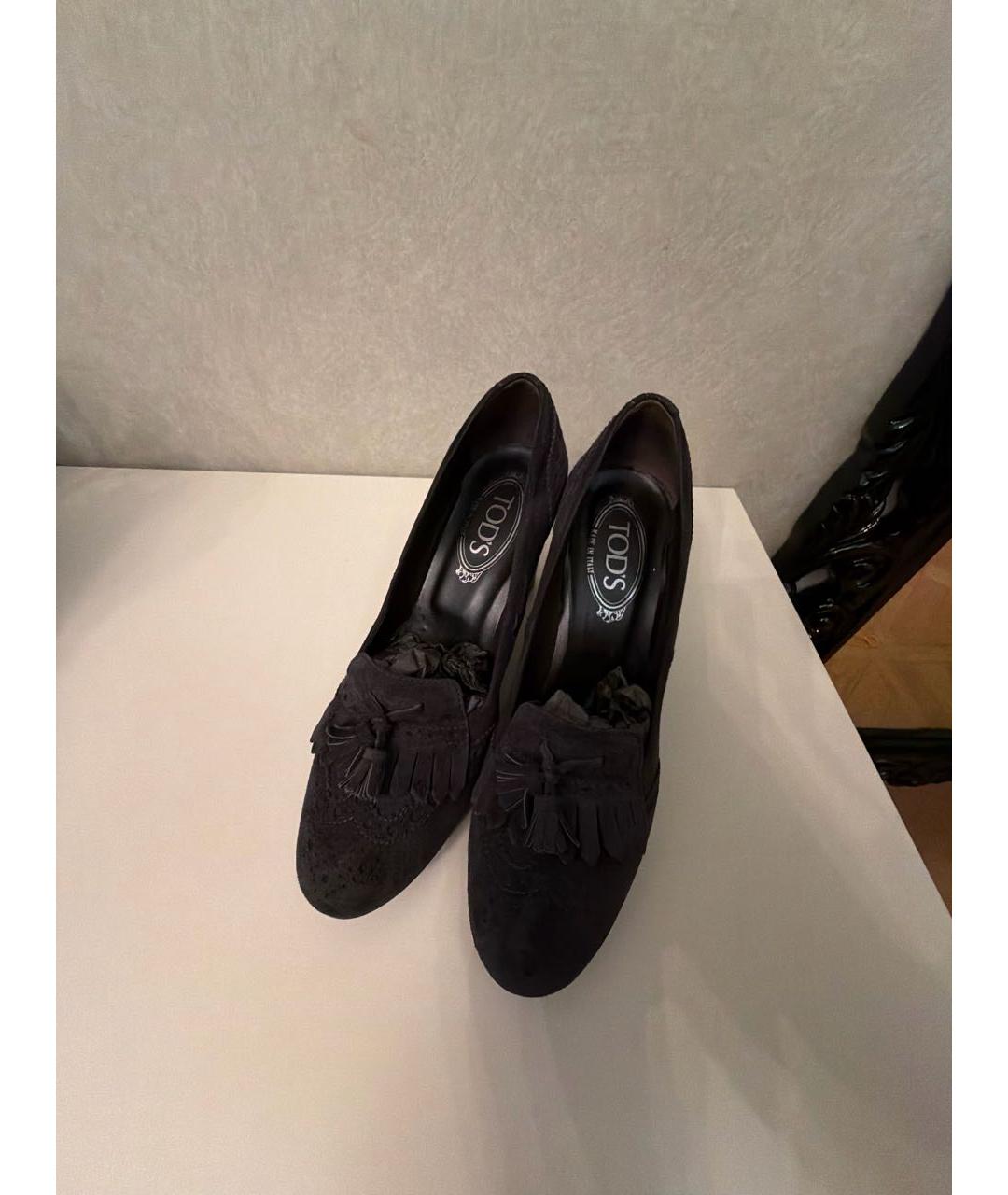 TOD'S Антрацитовые замшевые туфли, фото 2