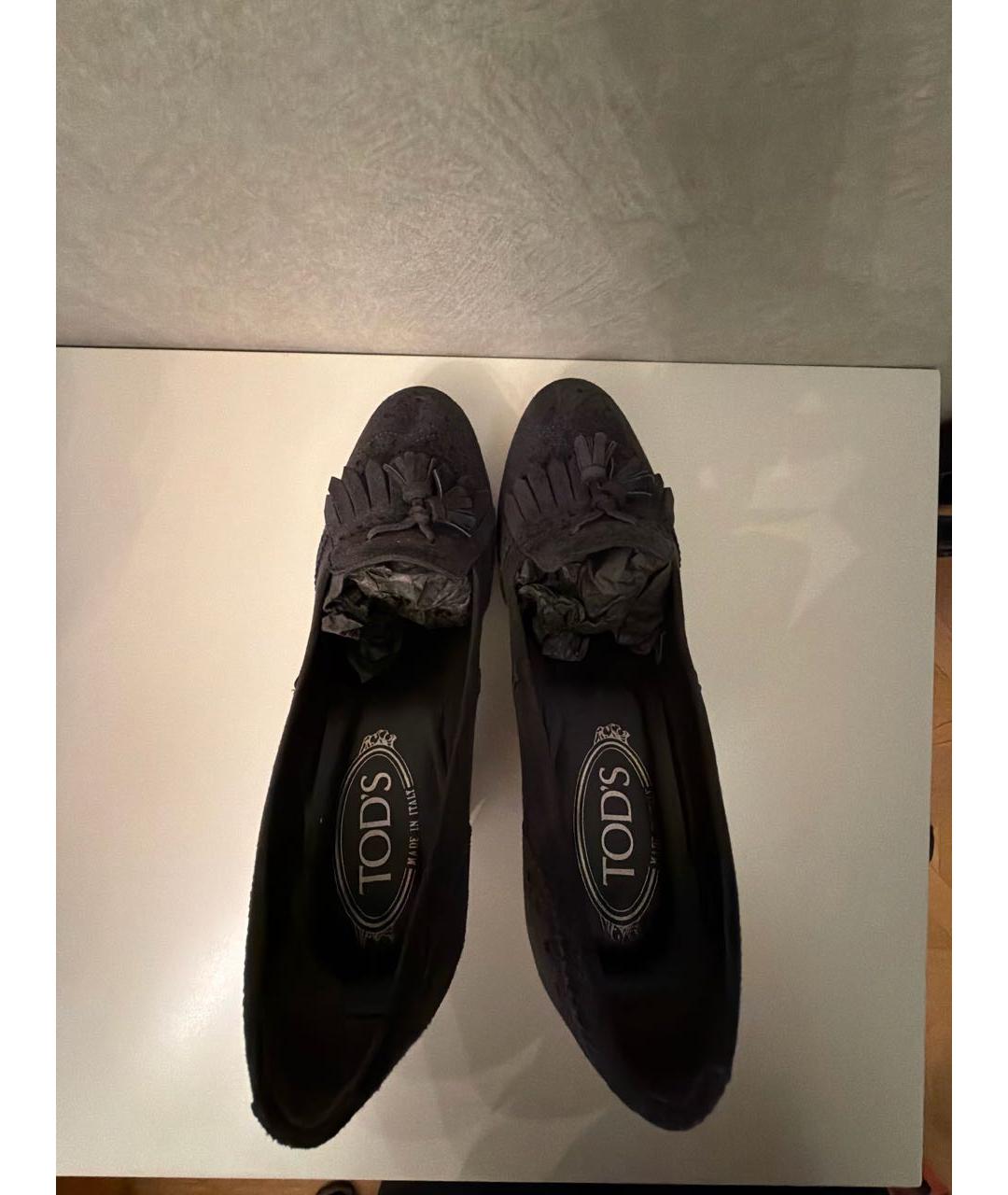 TOD'S Антрацитовые замшевые туфли, фото 3