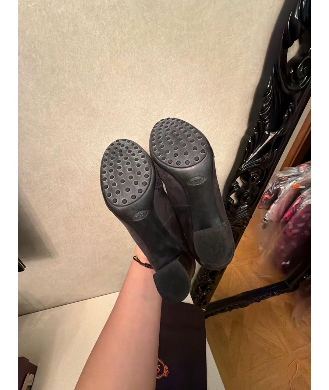 TOD'S Антрацитовые замшевые туфли, фото 5