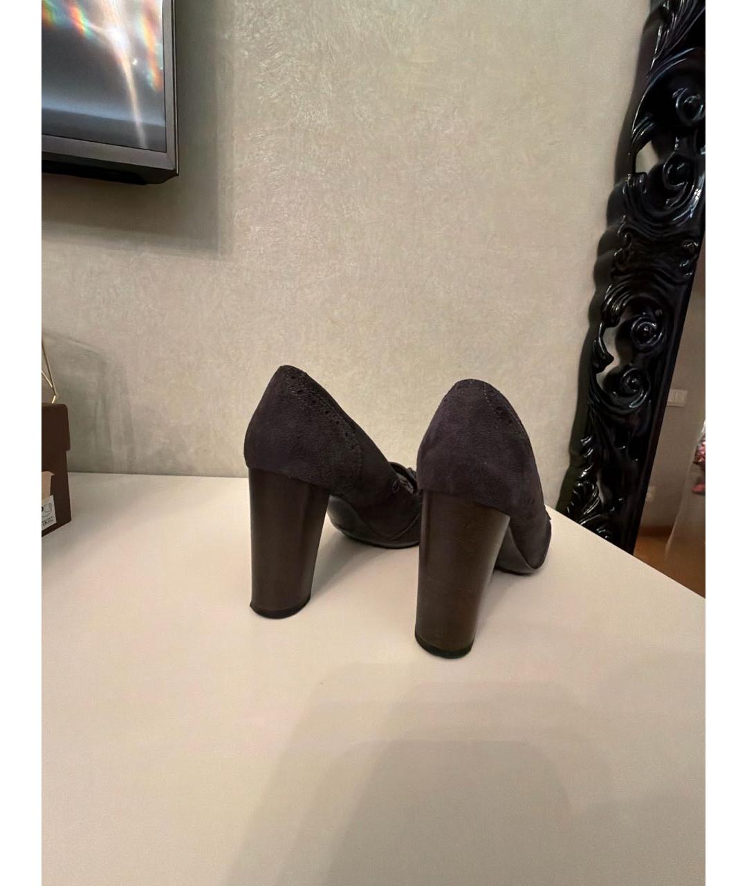 TOD'S Антрацитовые замшевые туфли, фото 4