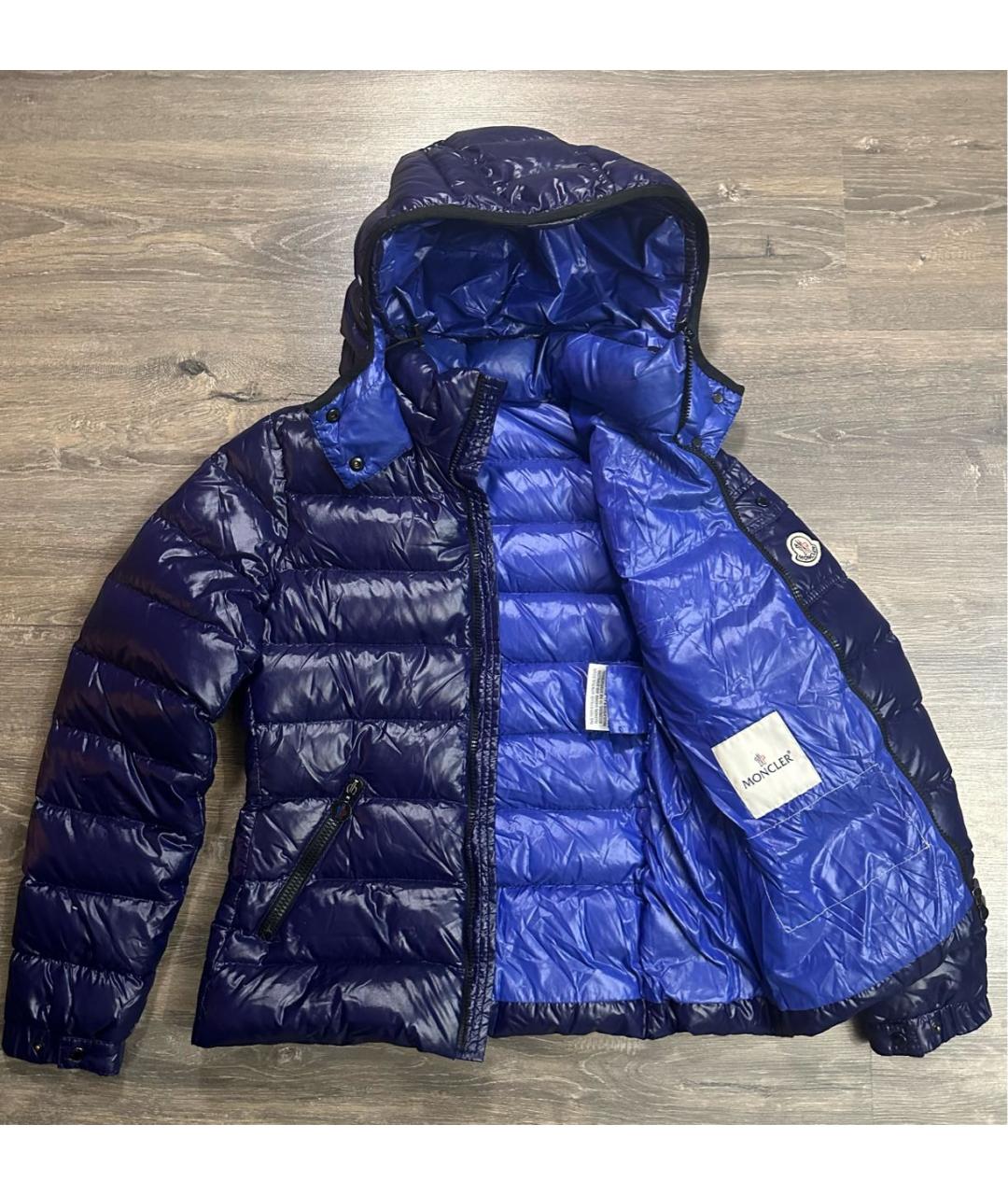 MONCLER Темно-синий полиамидовый пуховик, фото 2