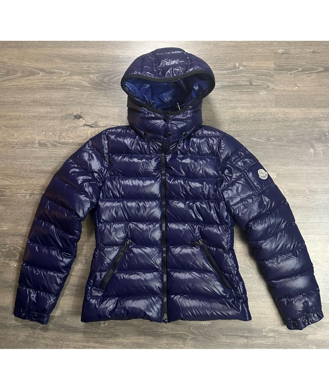 MONCLER Темно-синий полиамидовый пуховик, фото 9