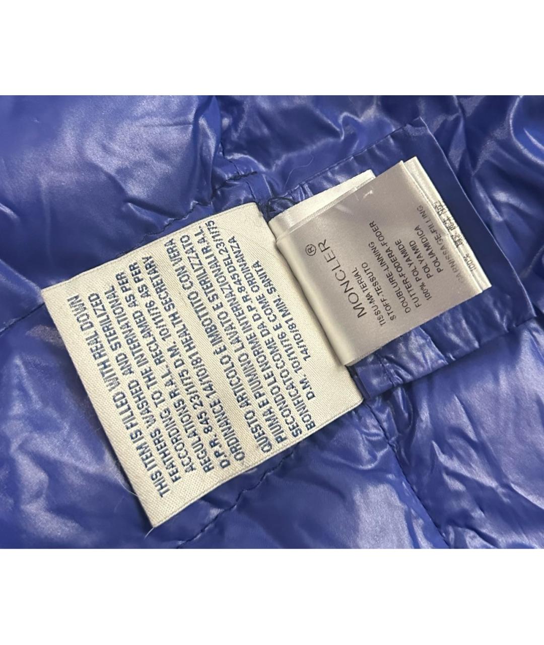 MONCLER Темно-синий полиамидовый пуховик, фото 8