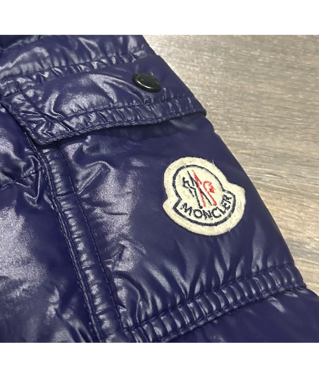 MONCLER Темно-синий полиамидовый пуховик, фото 4