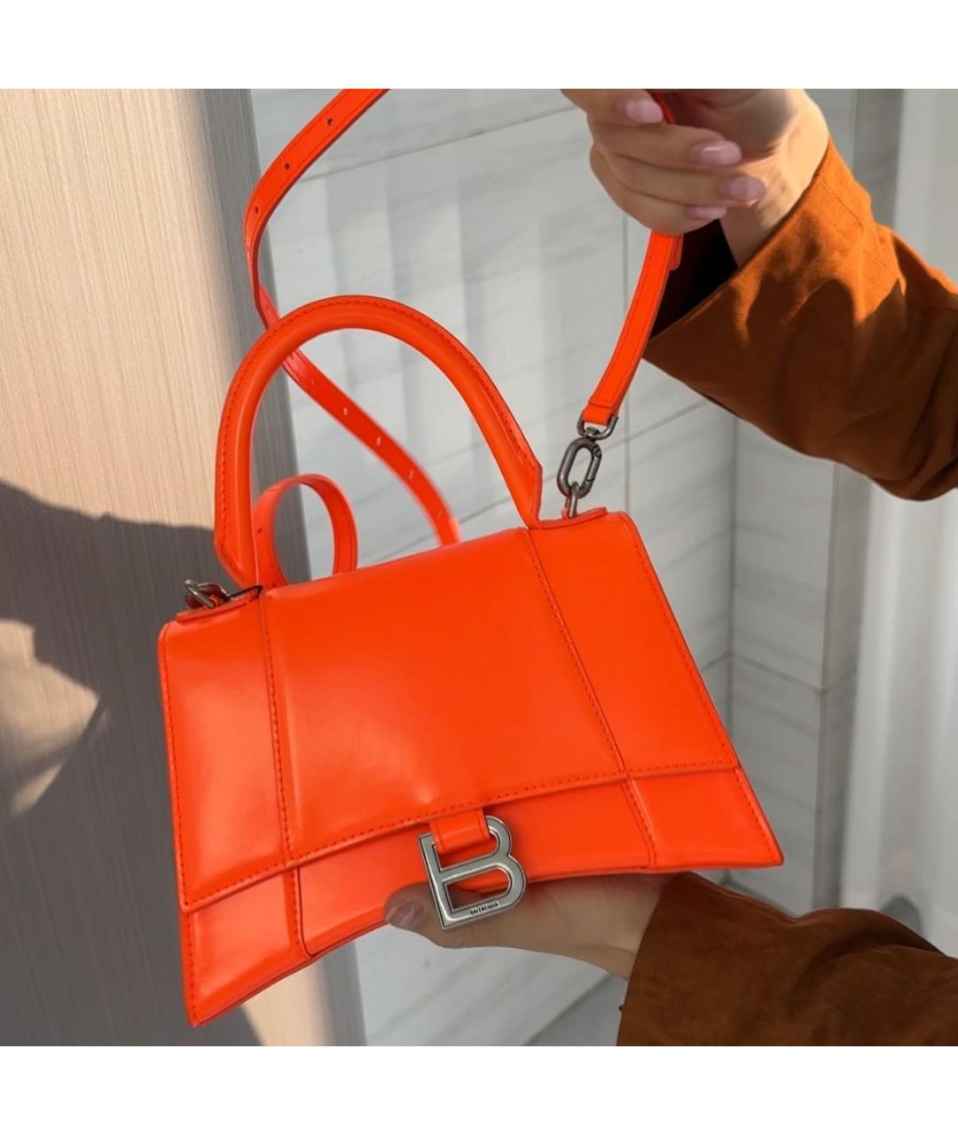 BALENCIAGA Оранжевая кожаная сумка с короткими ручками, фото 5
