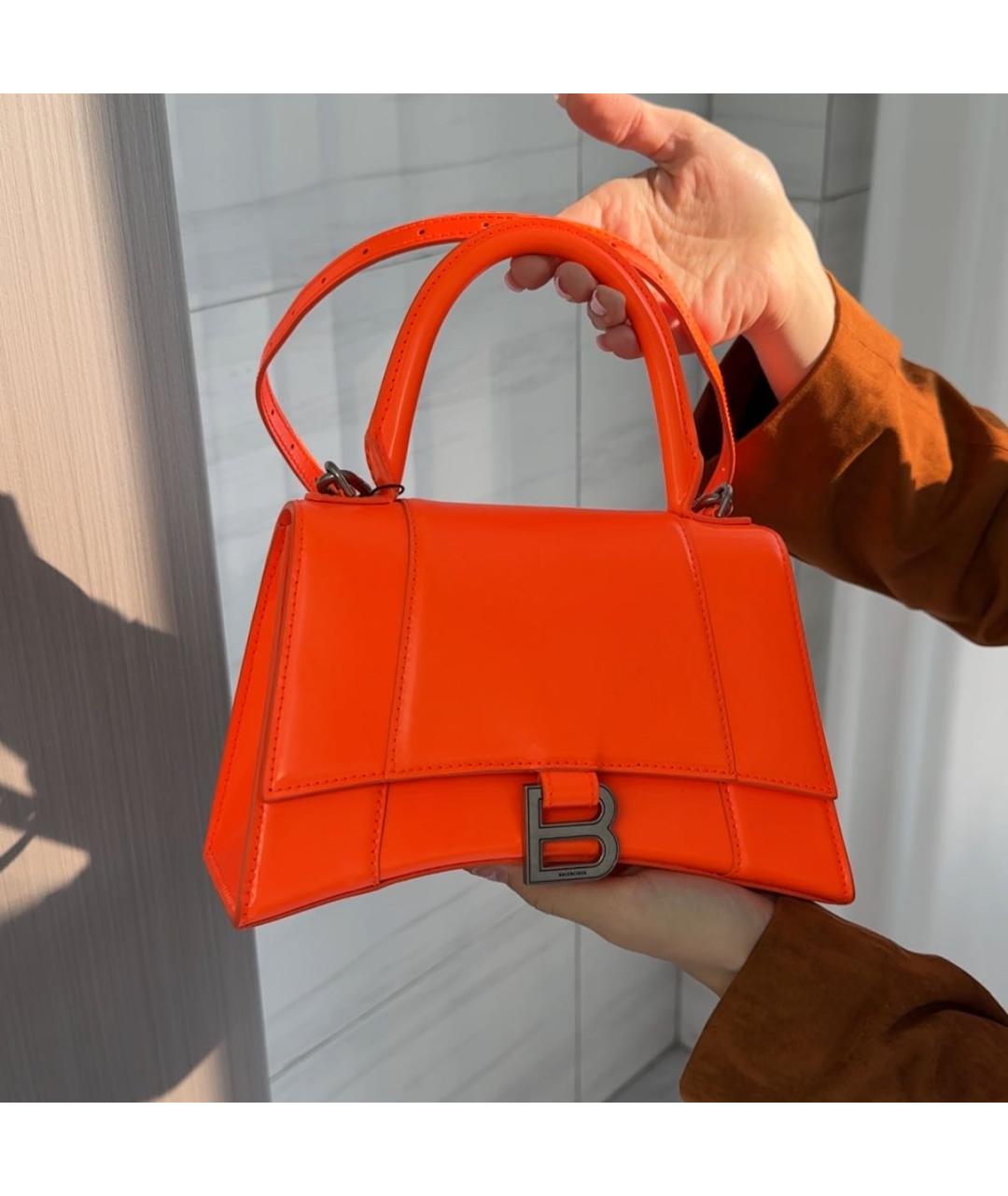 BALENCIAGA Оранжевая кожаная сумка с короткими ручками, фото 2