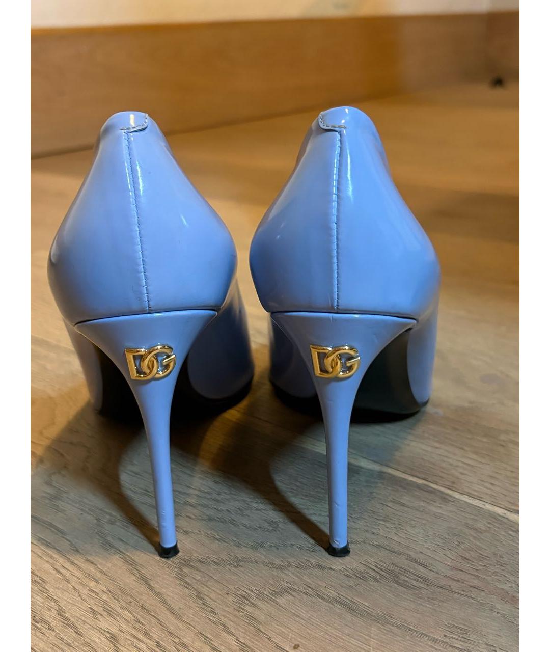 DOLCE&GABBANA Голубые кожаные туфли, фото 4
