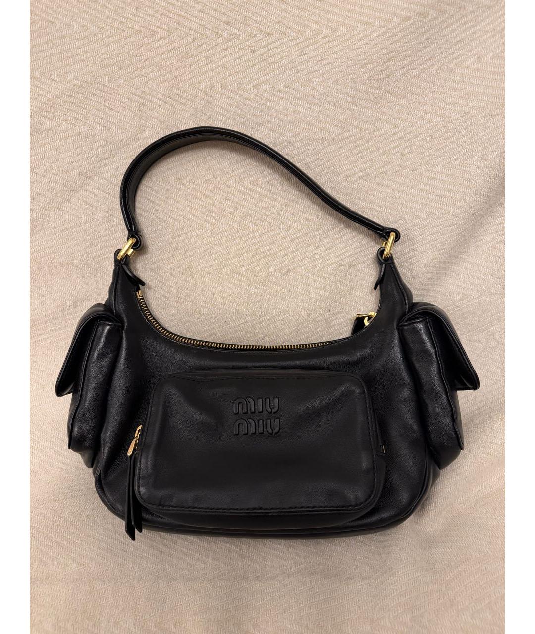MIU MIU Черная кожаная сумка с короткими ручками, фото 5
