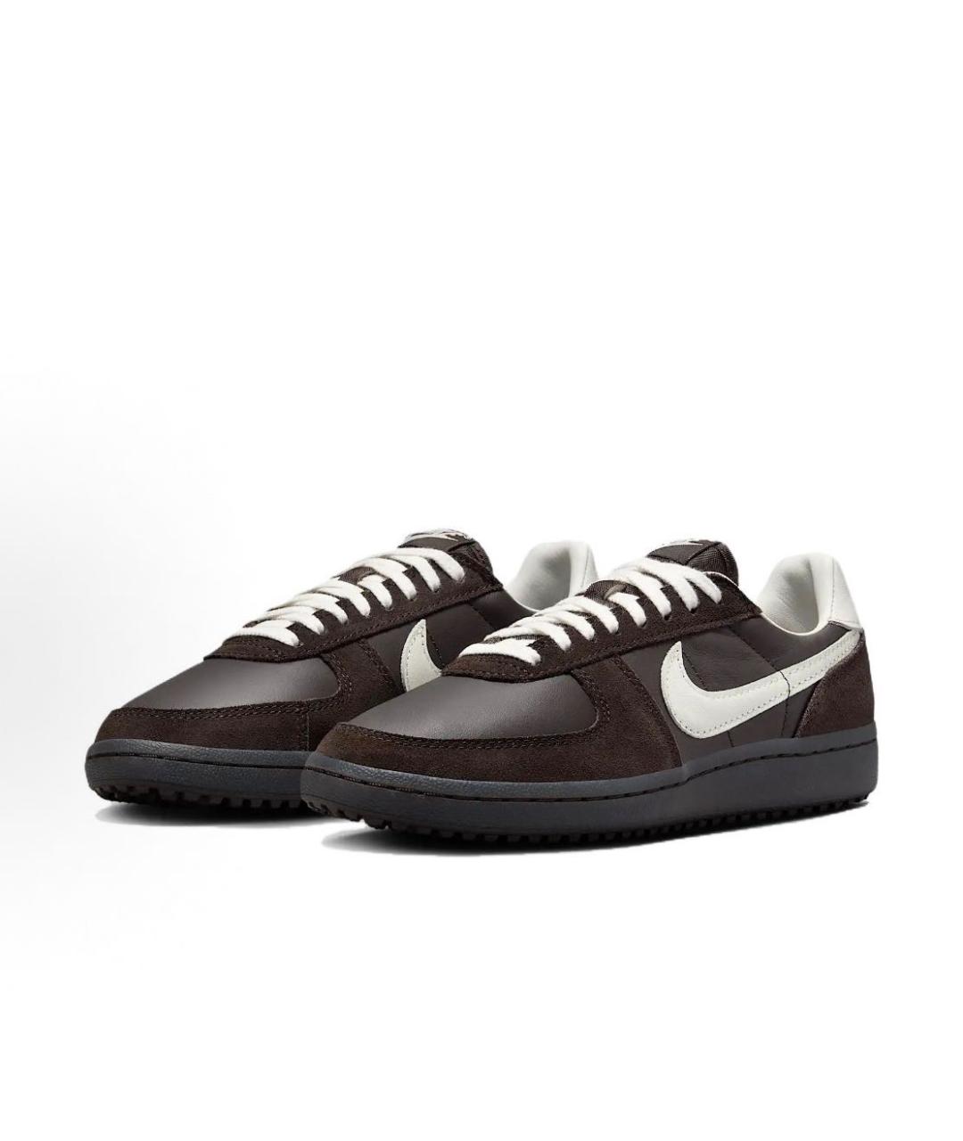 NIKE Коричневые кожаные низкие кроссовки / кеды, фото 2