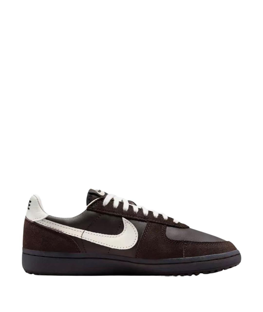 NIKE Коричневые кожаные низкие кроссовки / кеды, фото 1