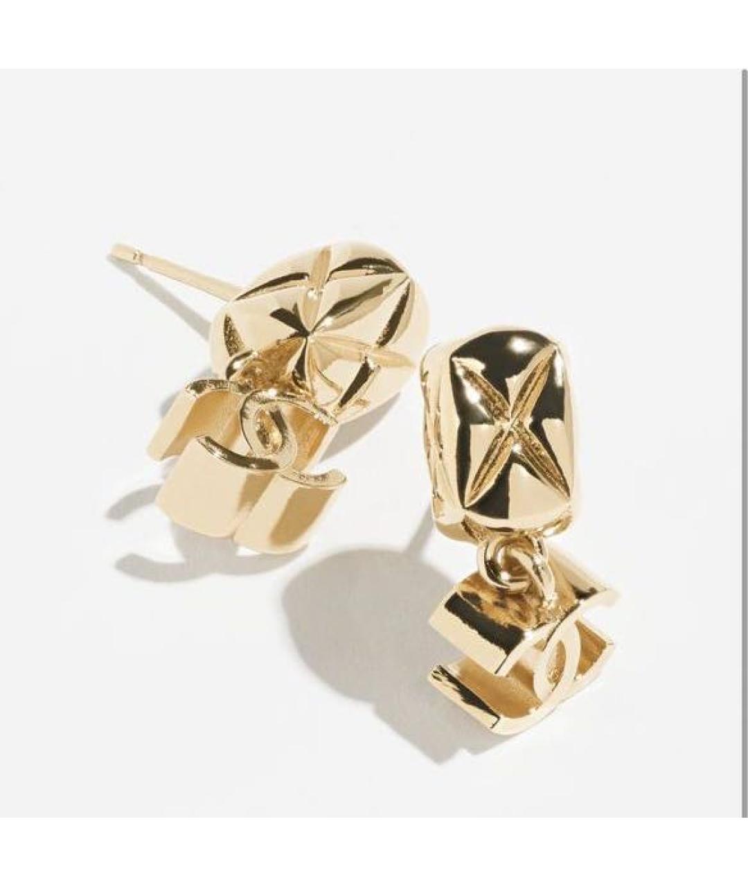 CHANEL Желтые металлические серьги, фото 2