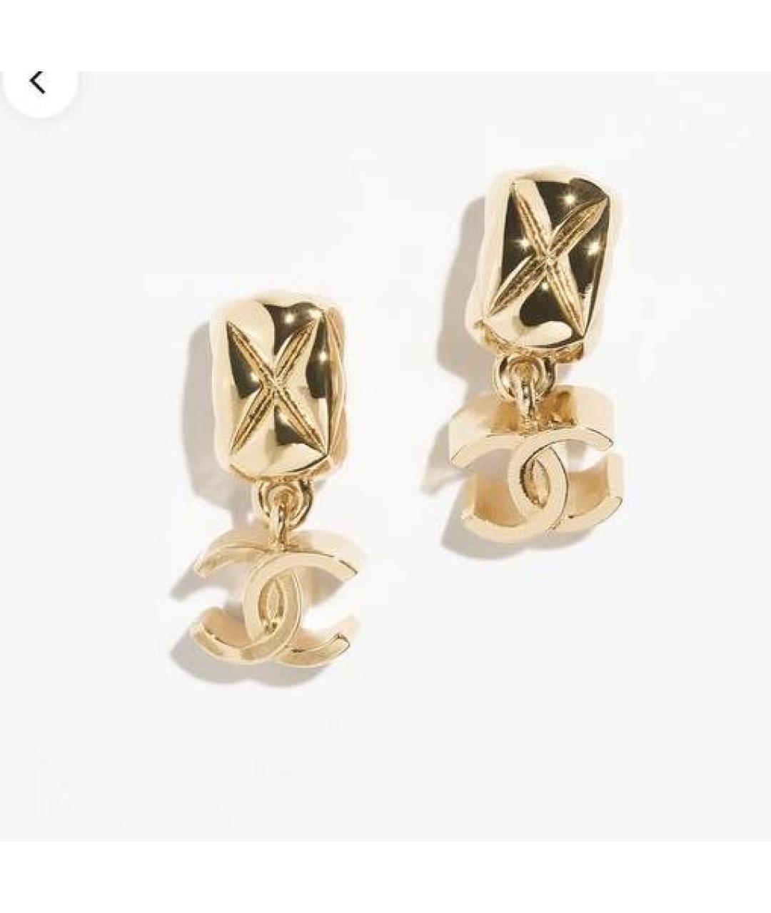 CHANEL Желтые металлические серьги, фото 3