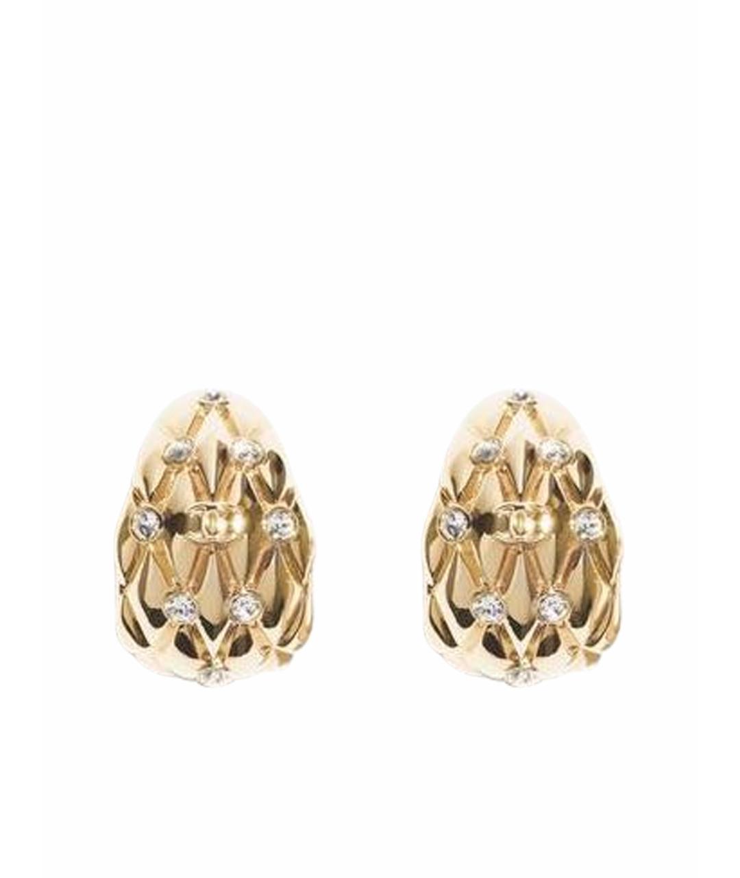 CHANEL Желтые металлические серьги, фото 1