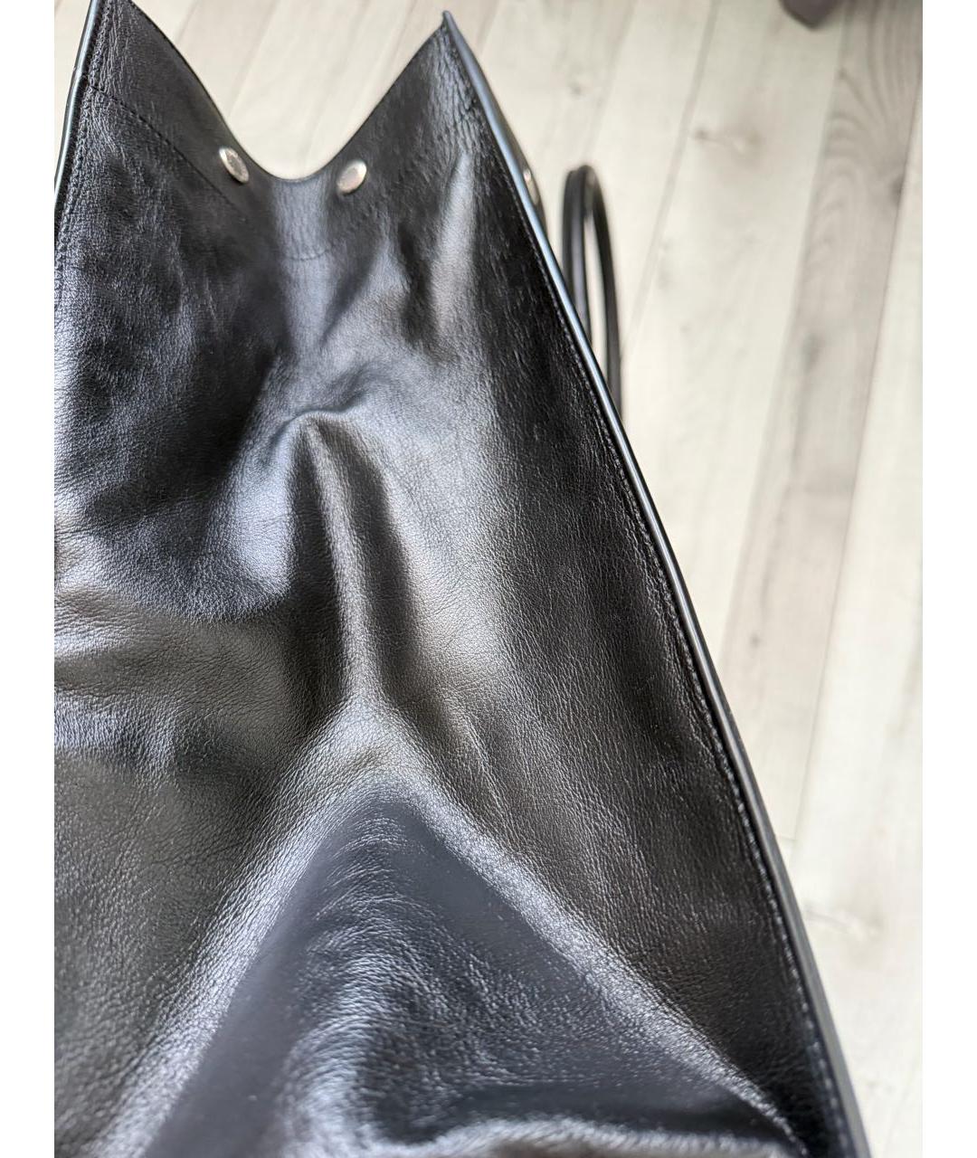 SAINT LAURENT Черная кожаная сумка тоут, фото 6