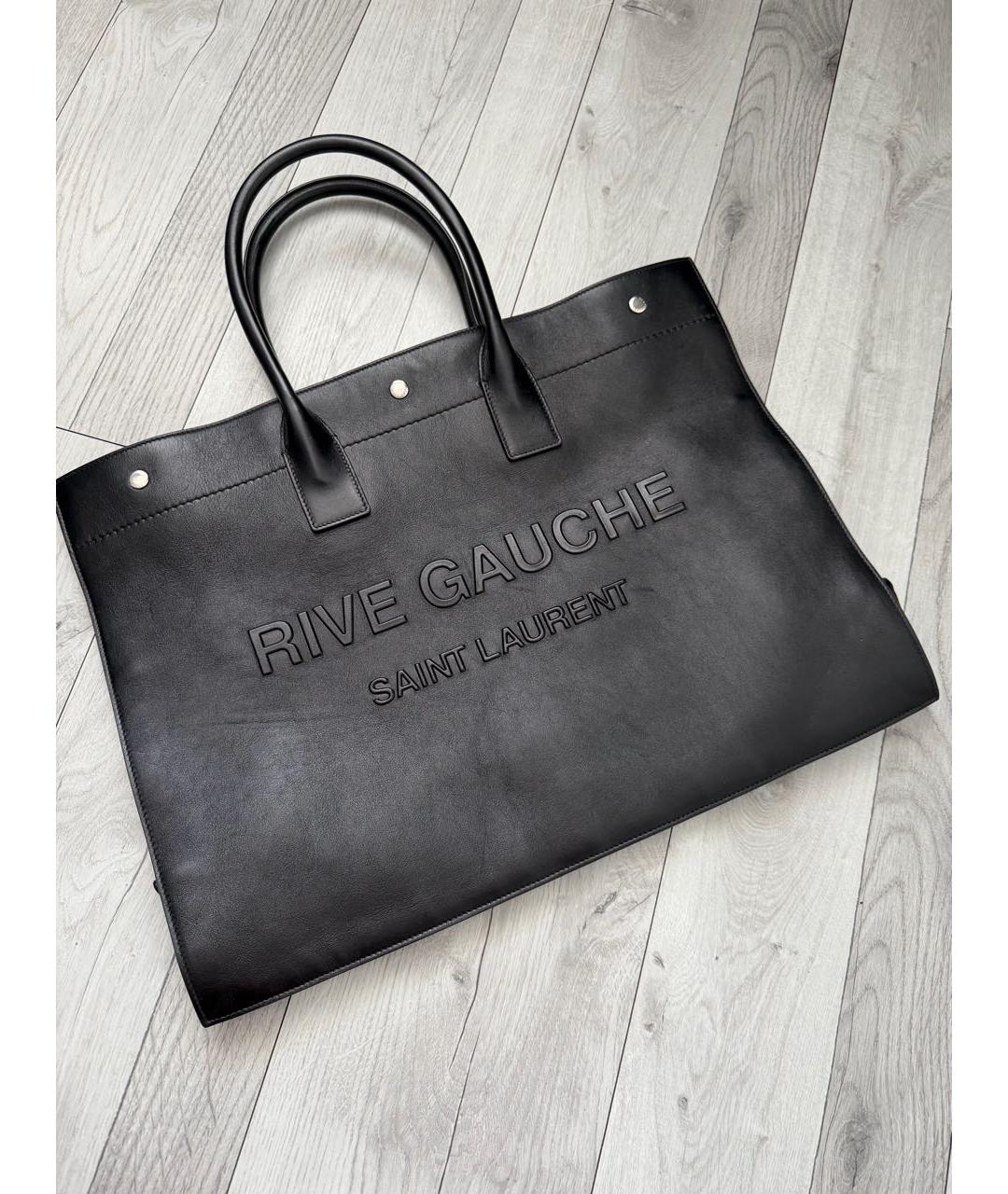 SAINT LAURENT Черная кожаная сумка тоут, фото 2