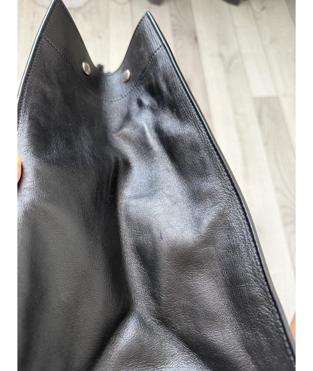 SAINT LAURENT Черная кожаная сумка тоут, фото 5