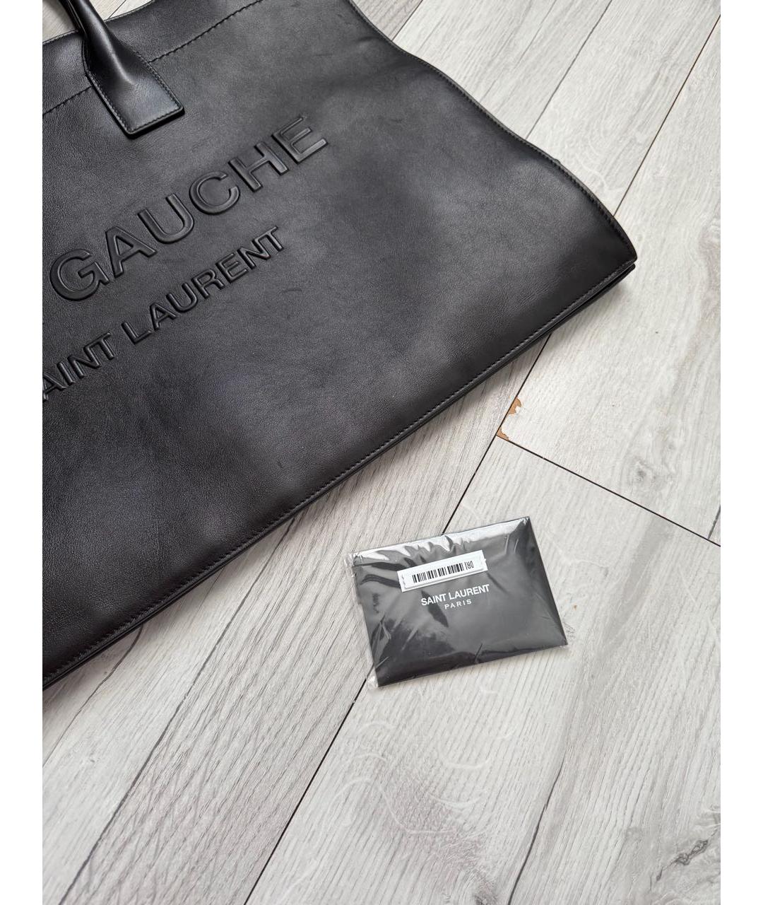 SAINT LAURENT Черная кожаная сумка тоут, фото 8