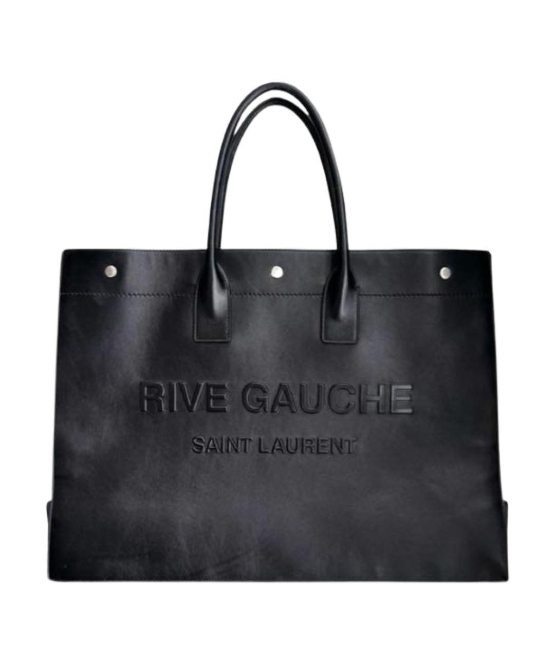 SAINT LAURENT Черная кожаная сумка тоут, фото 1