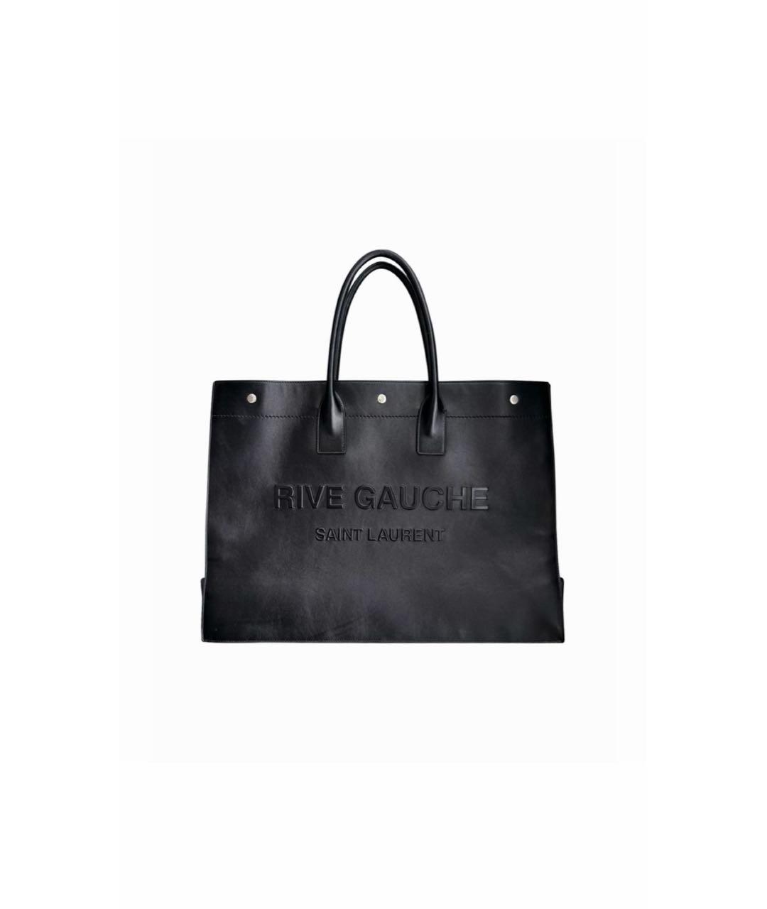 SAINT LAURENT Черная кожаная сумка тоут, фото 9