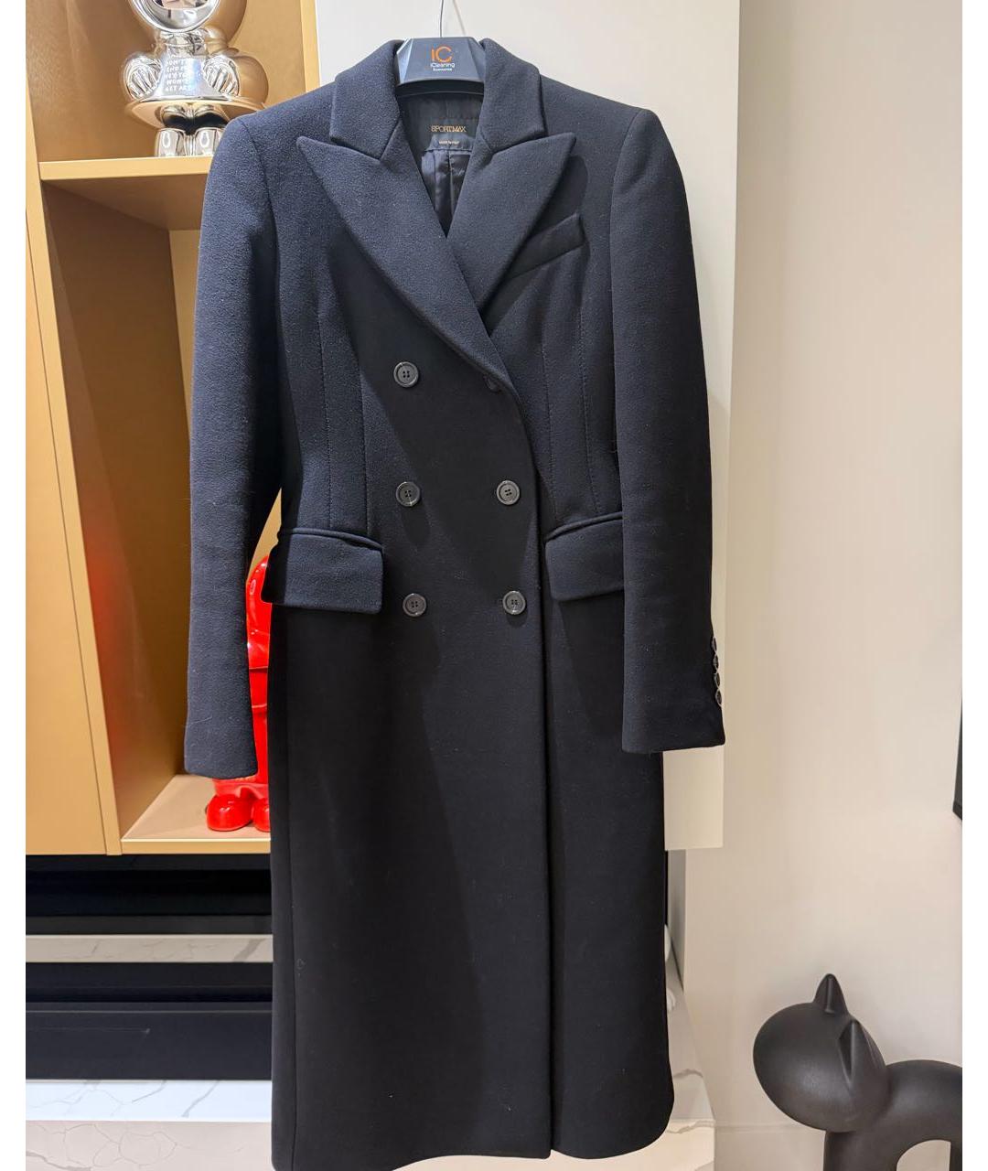 SPORTMAX Черное шерстяное пальто, фото 9