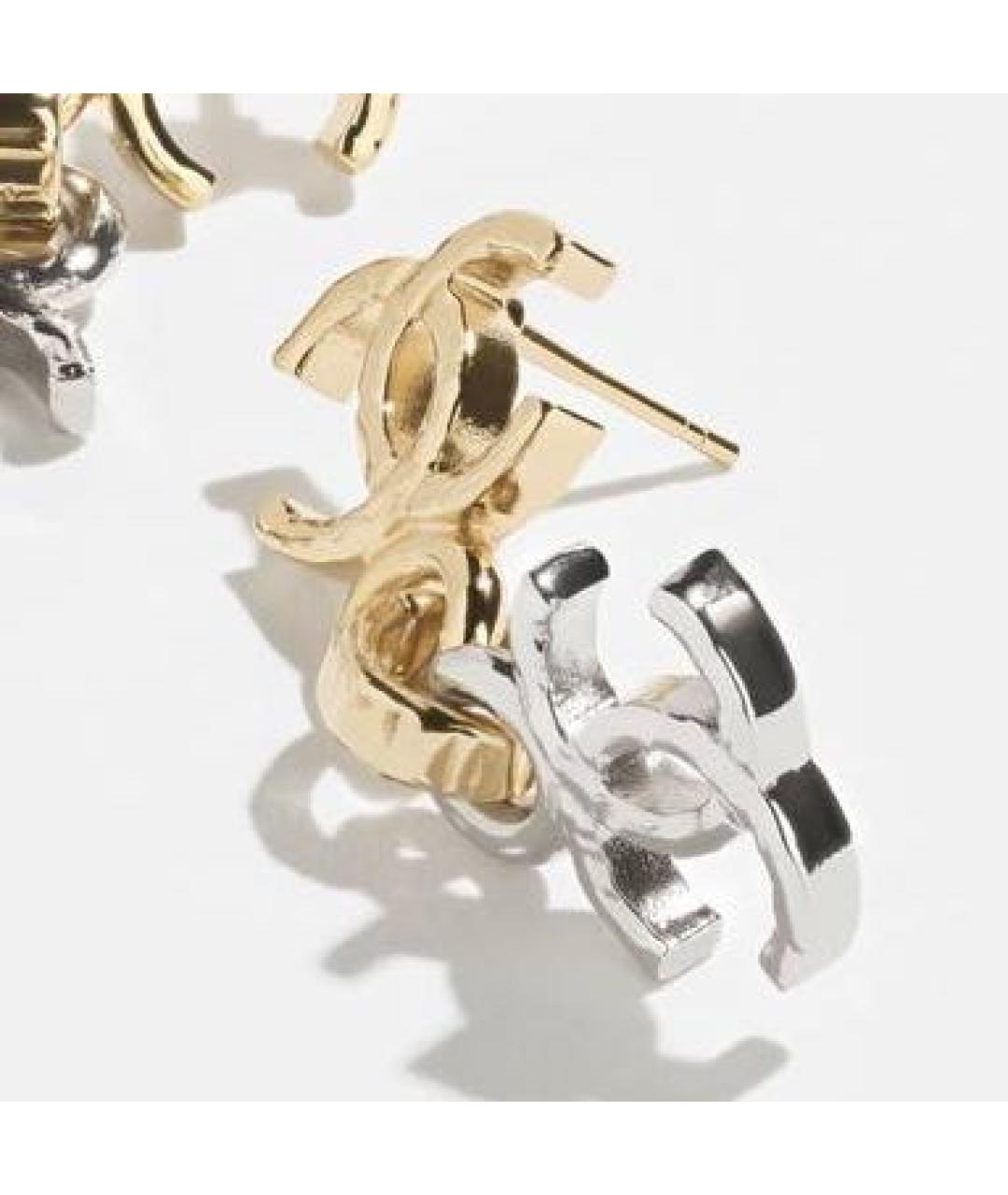 CHANEL Желтые металлические серьги, фото 2