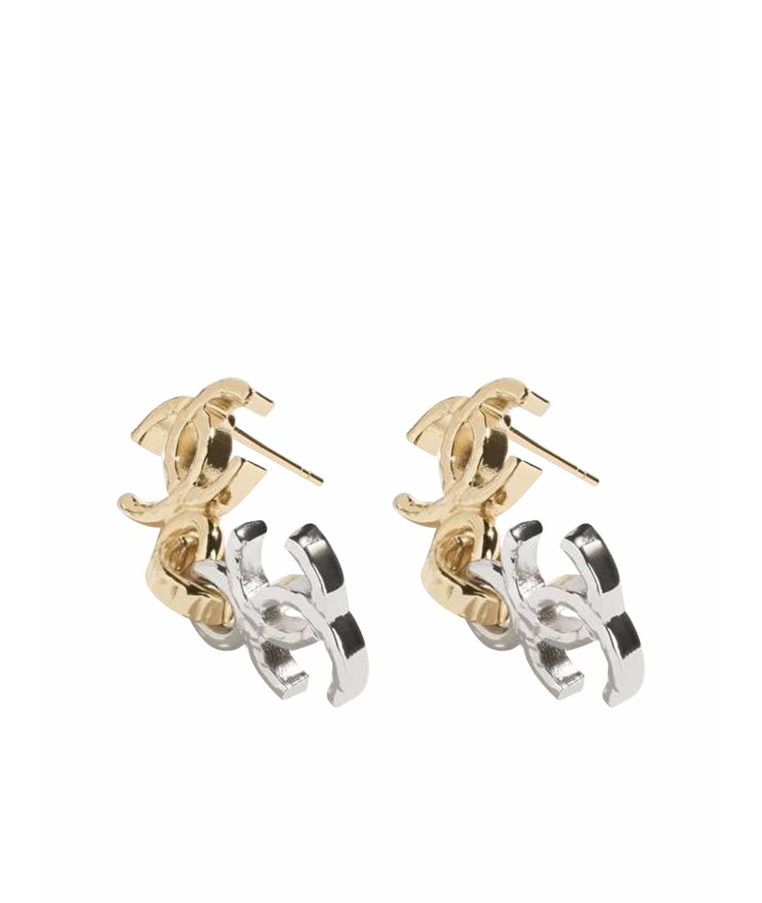 CHANEL Желтые металлические серьги, фото 1