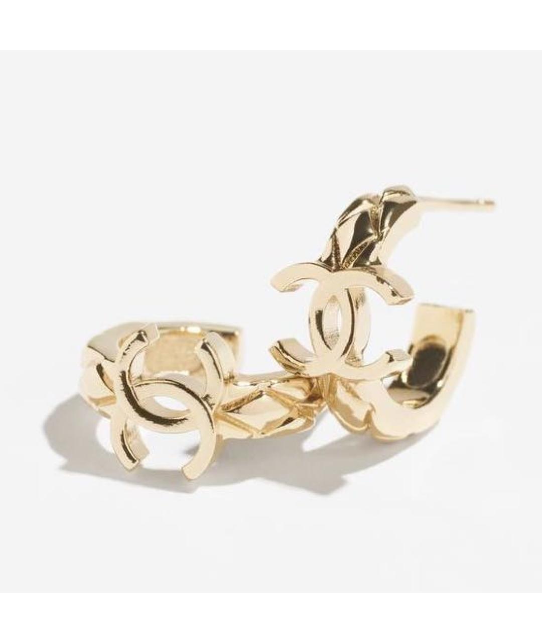 CHANEL Желтые металлические серьги, фото 2