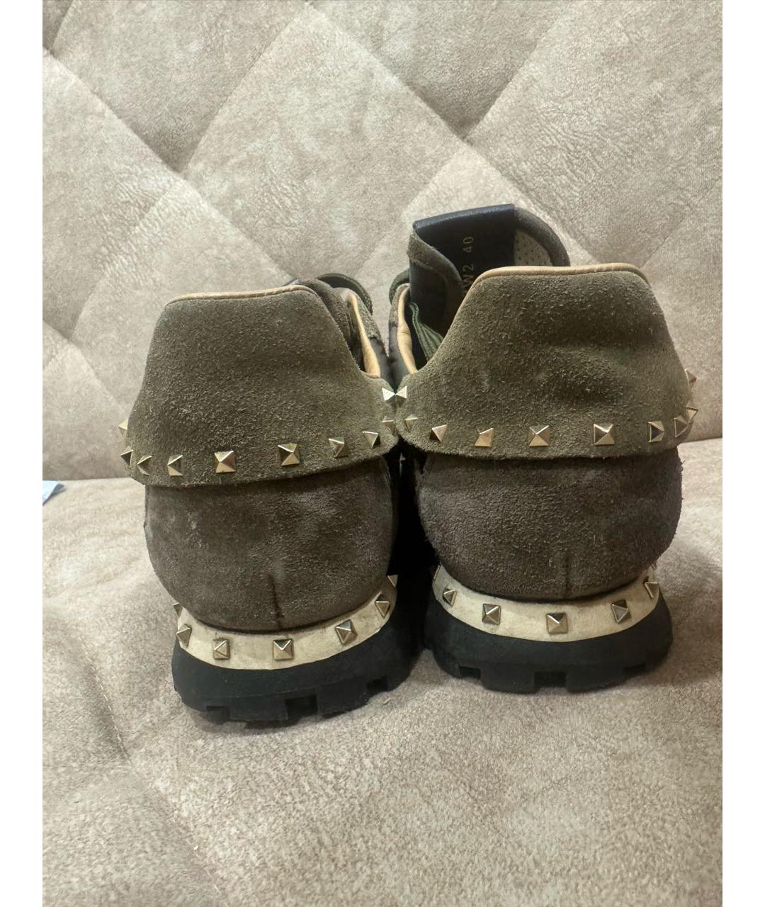 VALENTINO Хаки замшевые кроссовки, фото 4
