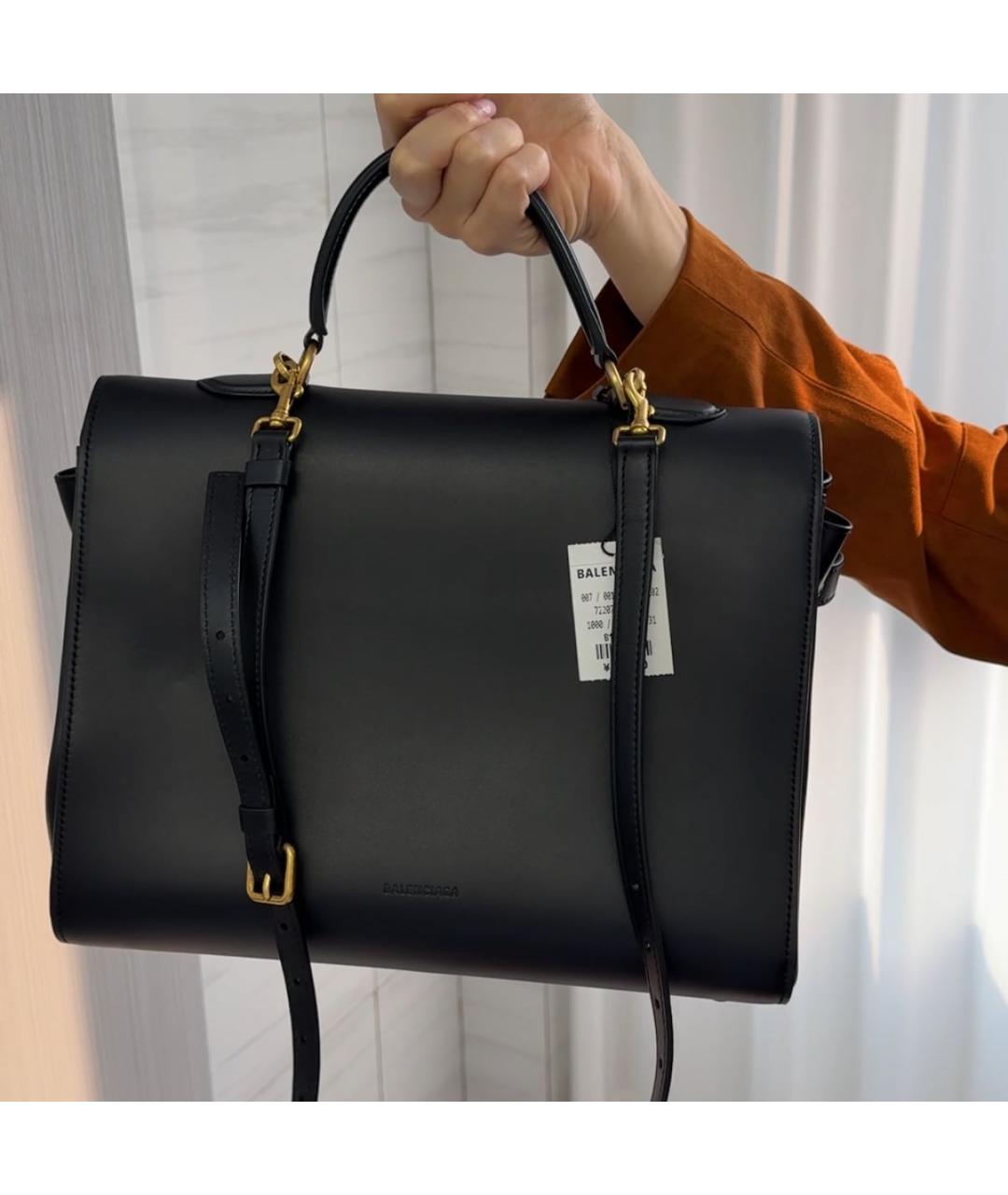 BALENCIAGA Черная кожаная сумка с короткими ручками, фото 6