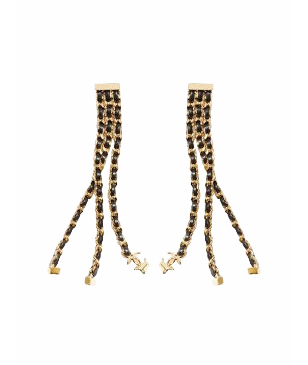 CHANEL Желтые металлические серьги, фото 1