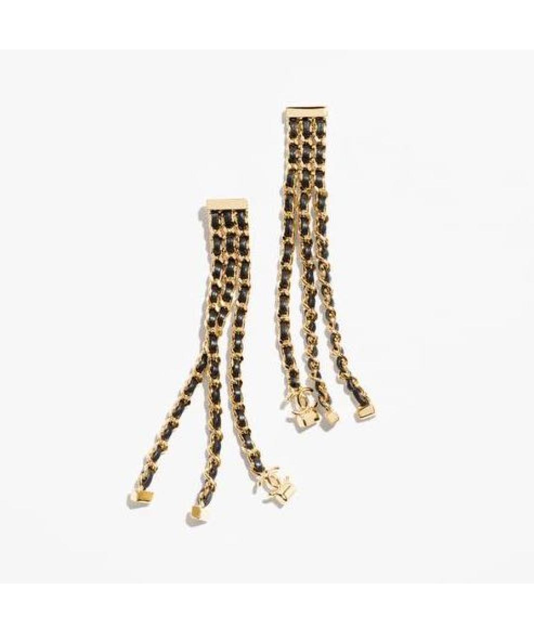 CHANEL Желтые металлические серьги, фото 3