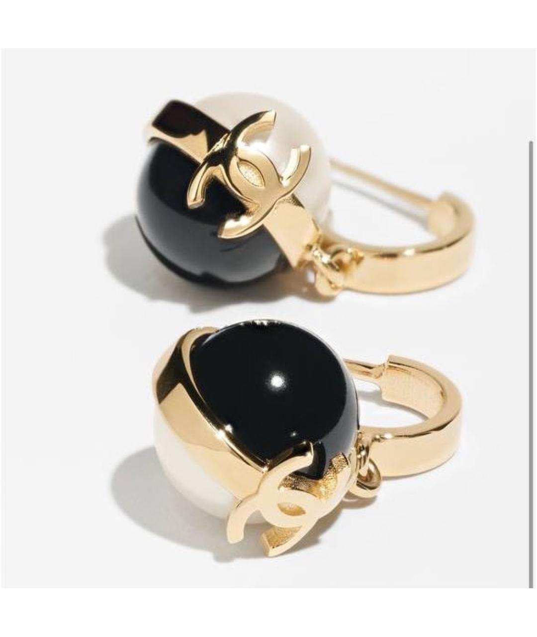 CHANEL Желтые металлические серьги, фото 2