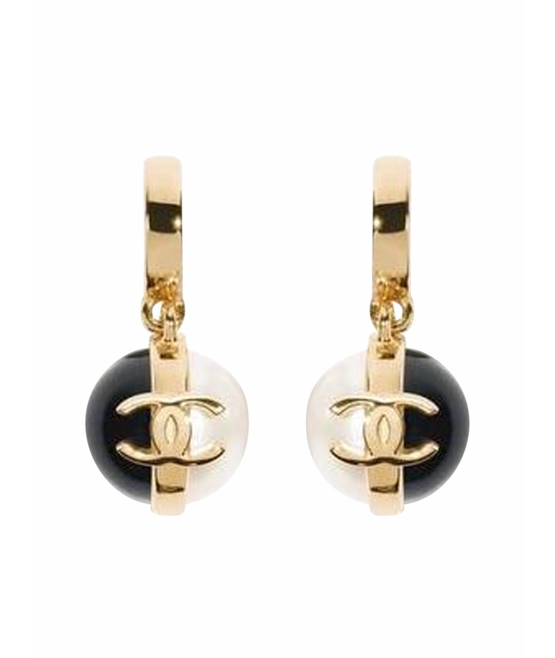 CHANEL Желтые металлические серьги, фото 1