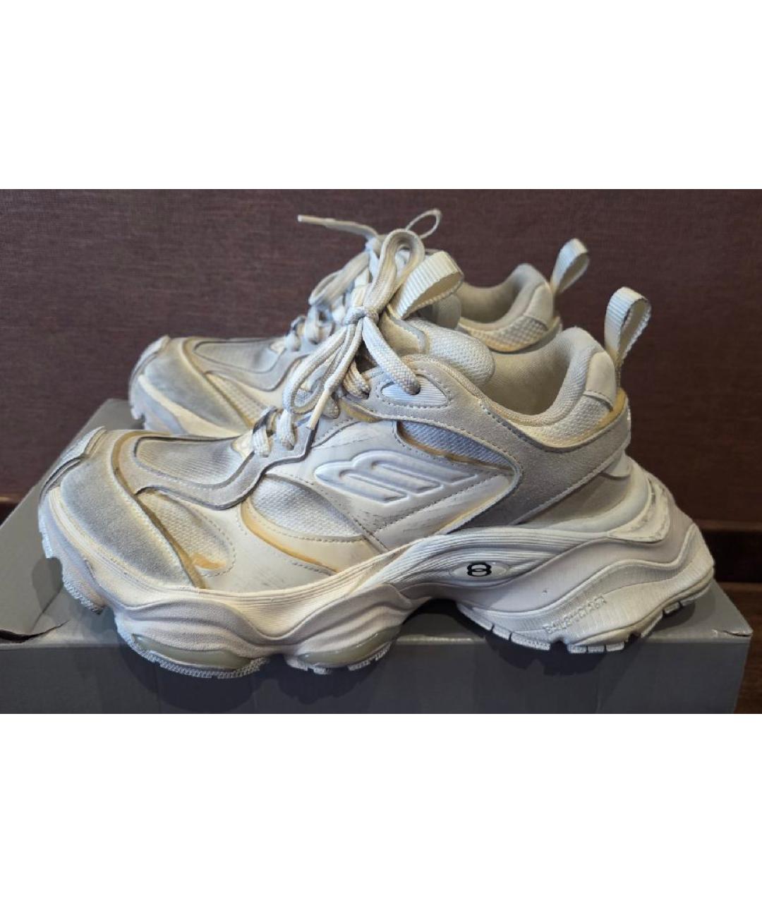 BALENCIAGA Белые текстильные низкие кроссовки / кеды, фото 7