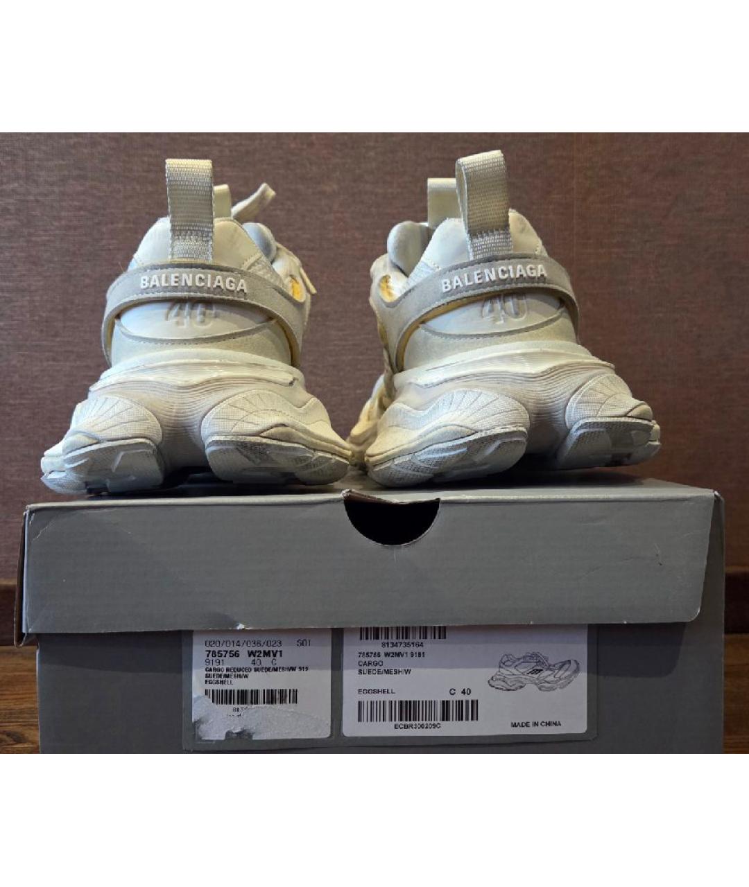 BALENCIAGA Белые текстильные низкие кроссовки / кеды, фото 4