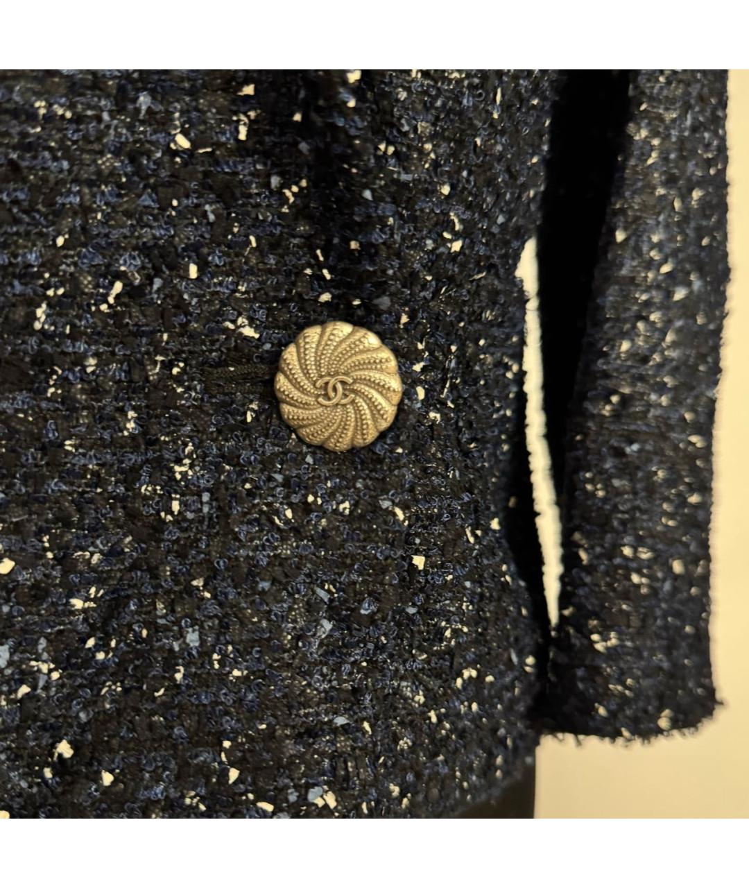 CHANEL Темно-синий твидовый жакет/пиджак, фото 4