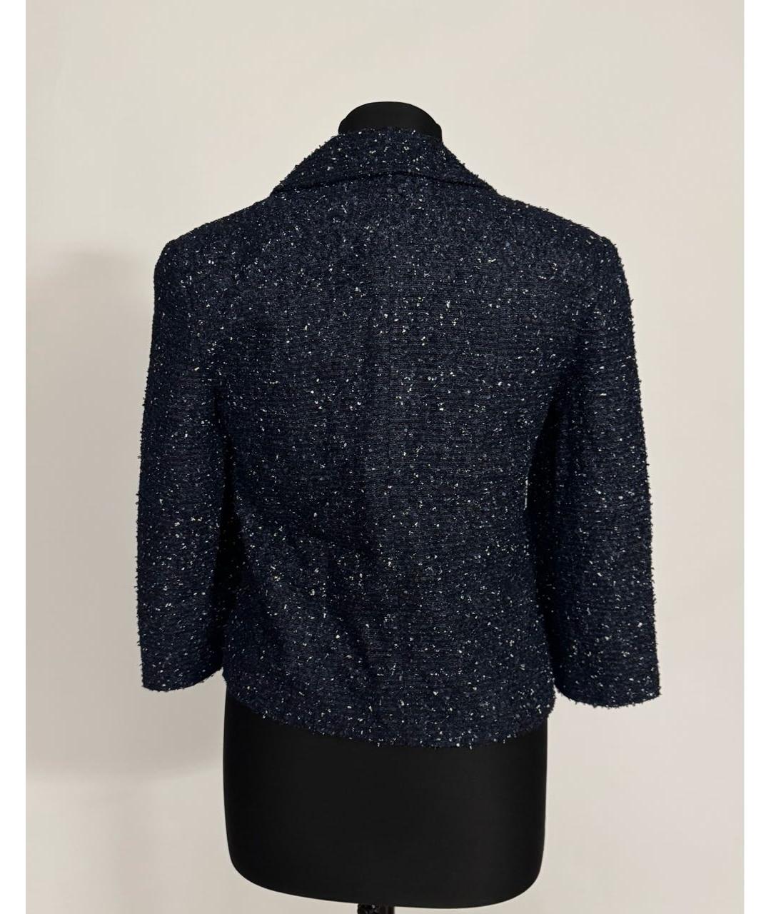CHANEL Темно-синий твидовый жакет/пиджак, фото 2