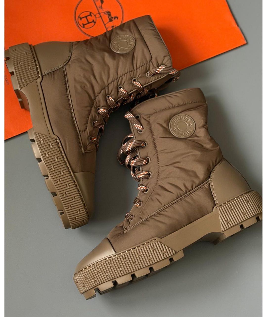 HERMES Коричневые синтетические ботинки, фото 3