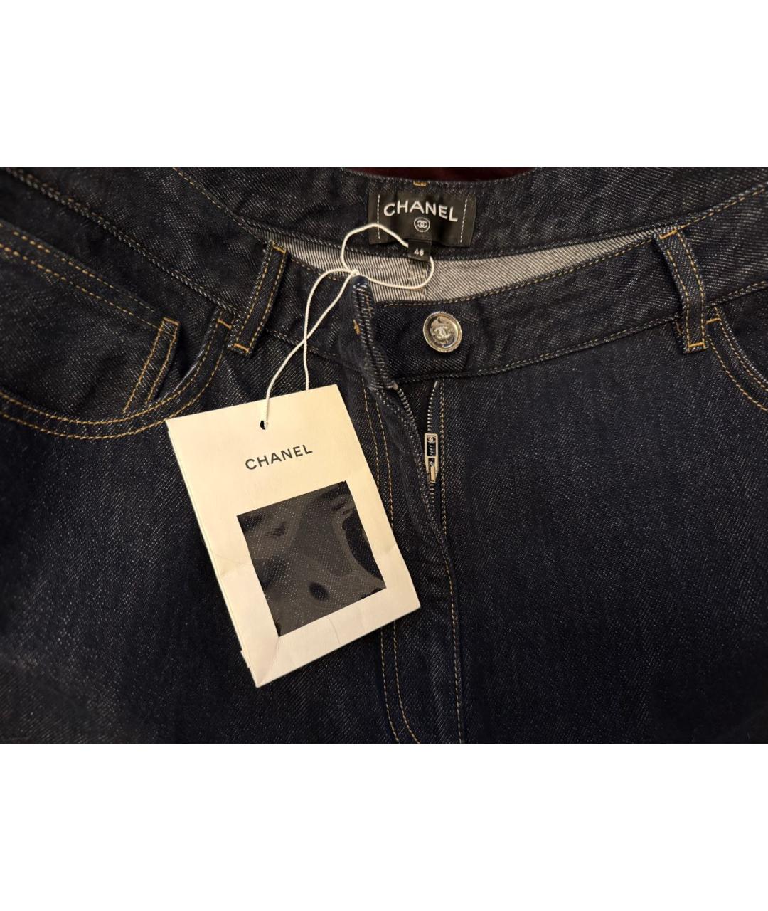 CHANEL Темно-синие хлопковые прямые джинсы, фото 3