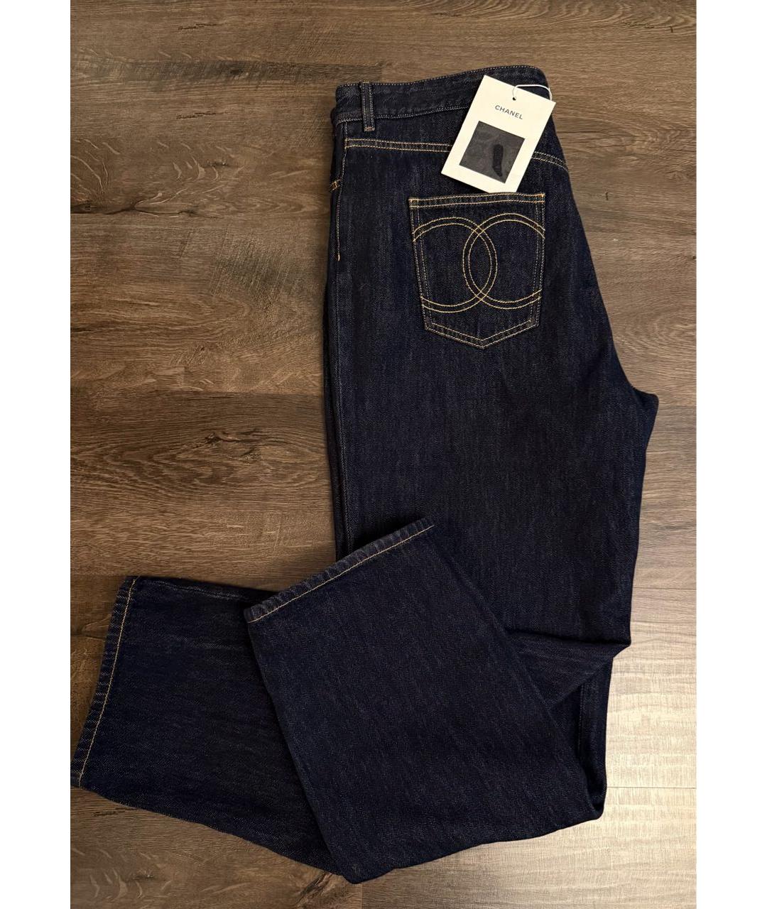 CHANEL Темно-синие хлопковые прямые джинсы, фото 6