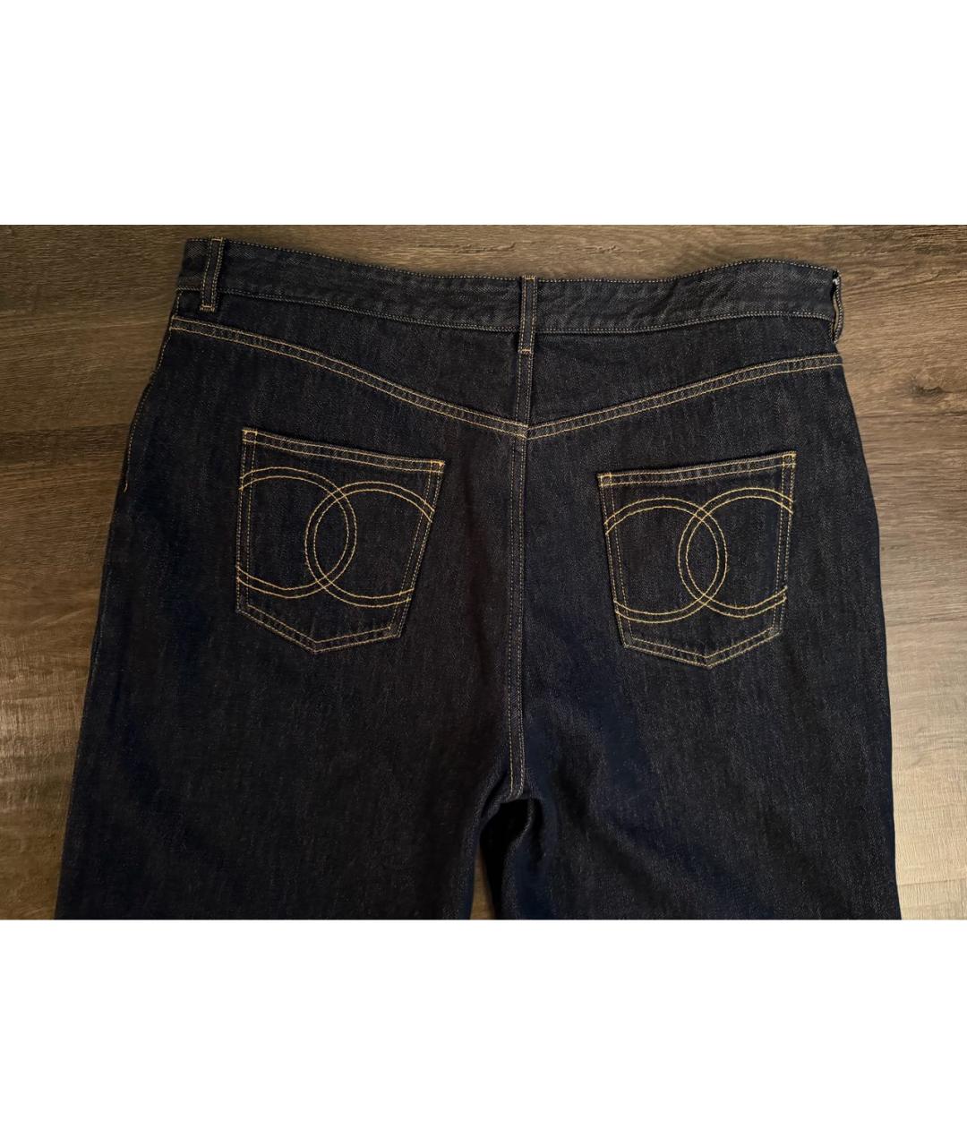 CHANEL Темно-синие хлопковые прямые джинсы, фото 2