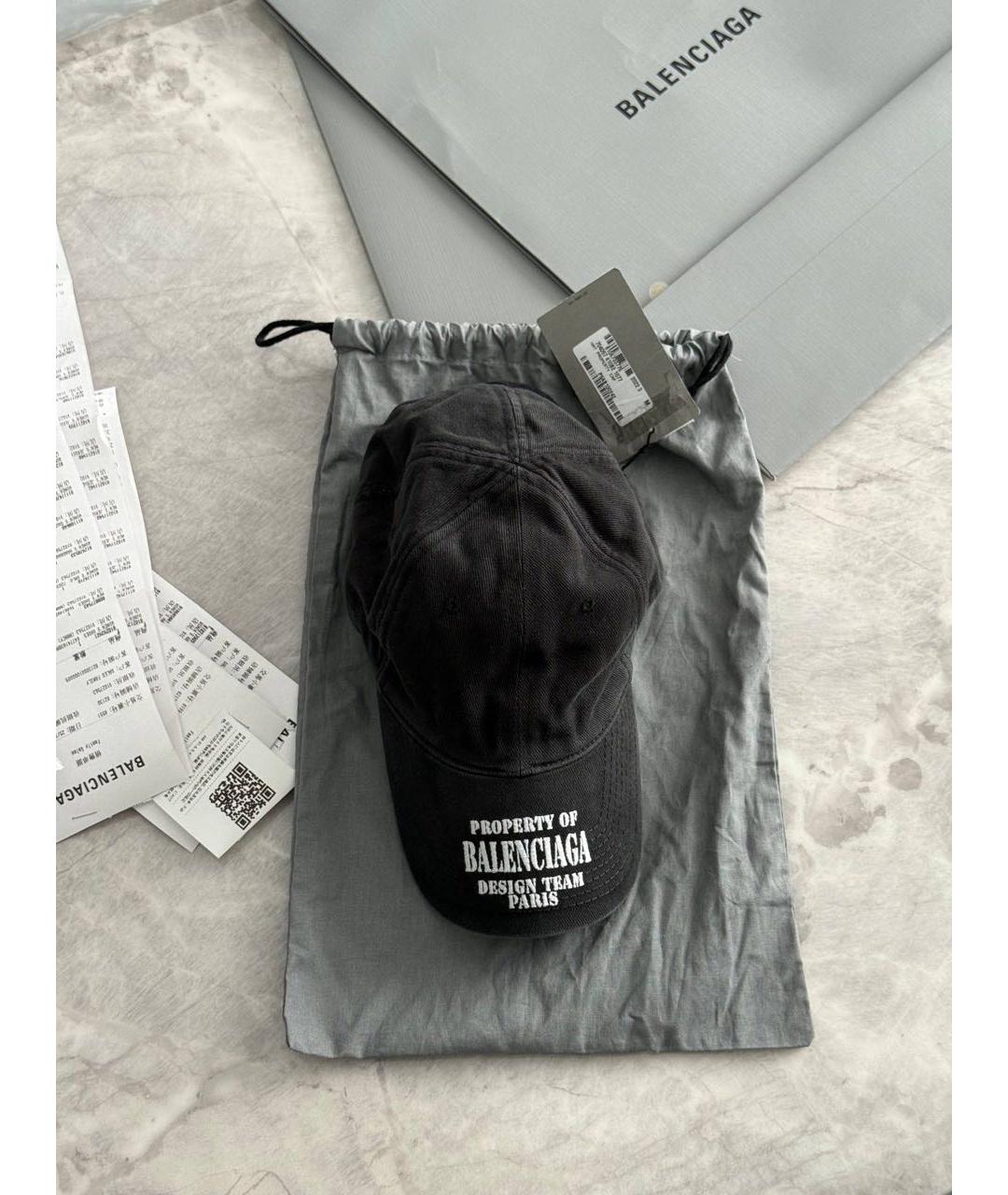 BALENCIAGA Антрацитовая хлопковая кепка, фото 2