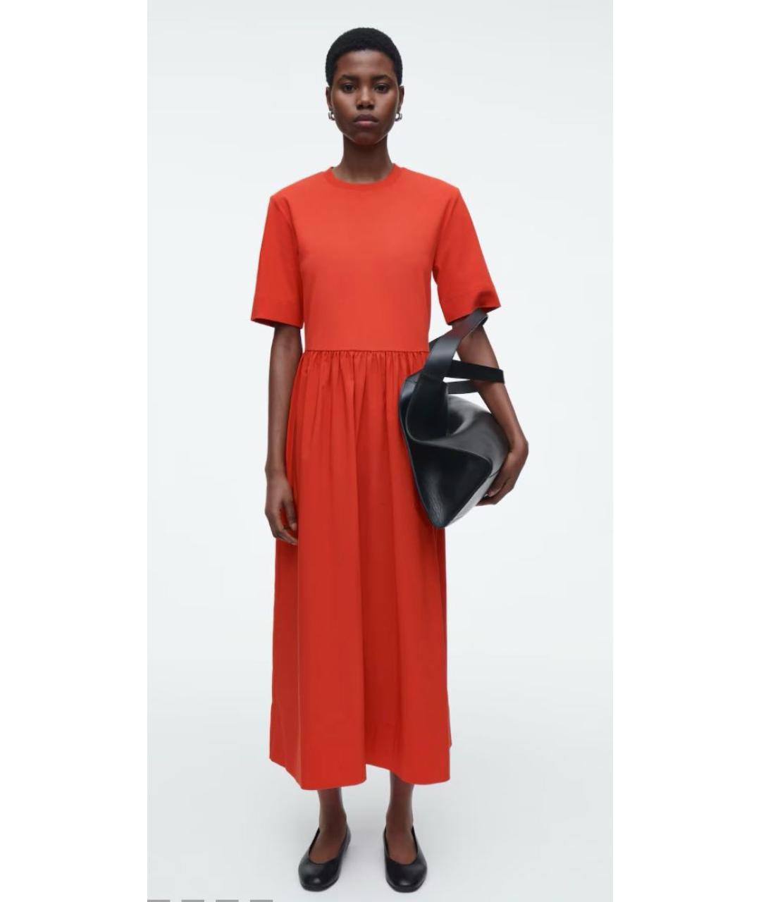 COS Красное хлопковое повседневное платье, фото 6