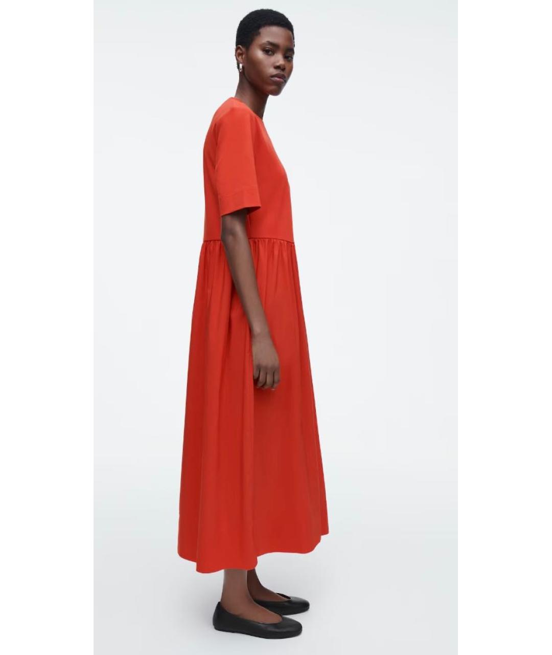 COS Красное хлопковое повседневное платье, фото 8