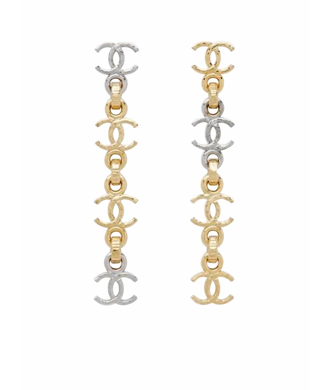 CHANEL Желтые металлические серьги, фото 1