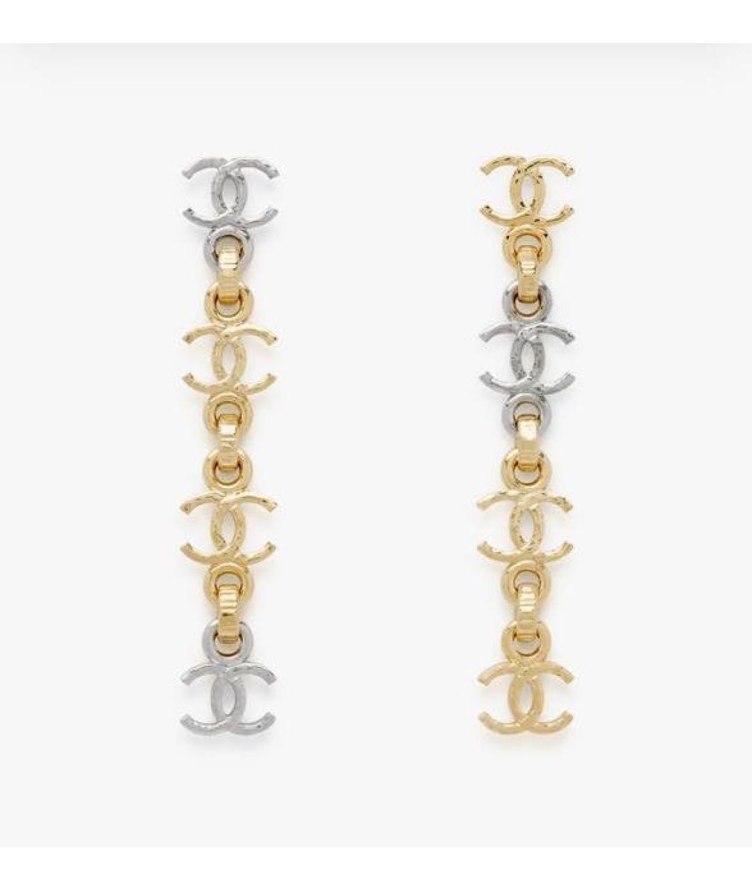 CHANEL Желтые металлические серьги, фото 3