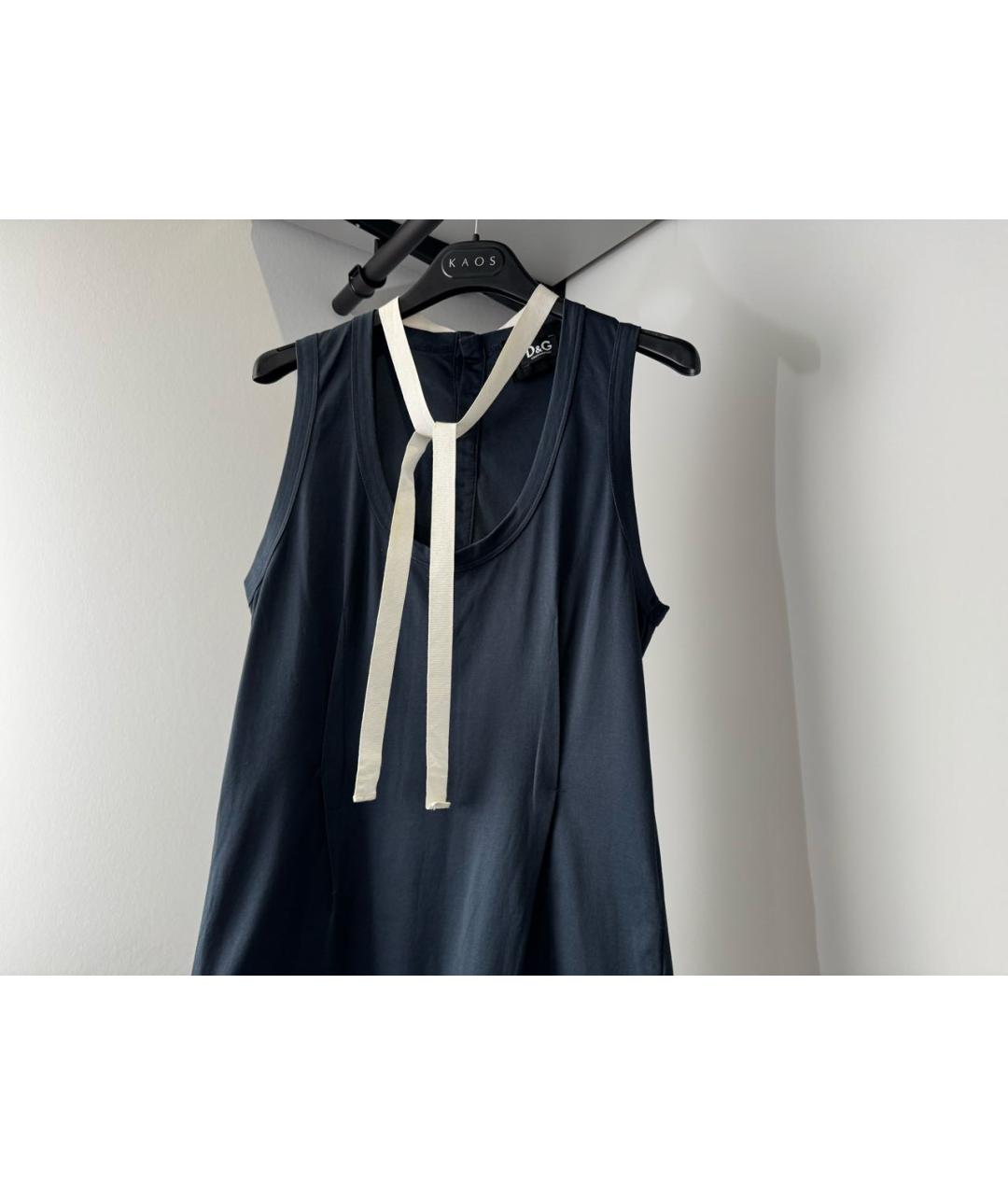 DOLCE&GABBANA Темно-синяя хлопковая майка, фото 3