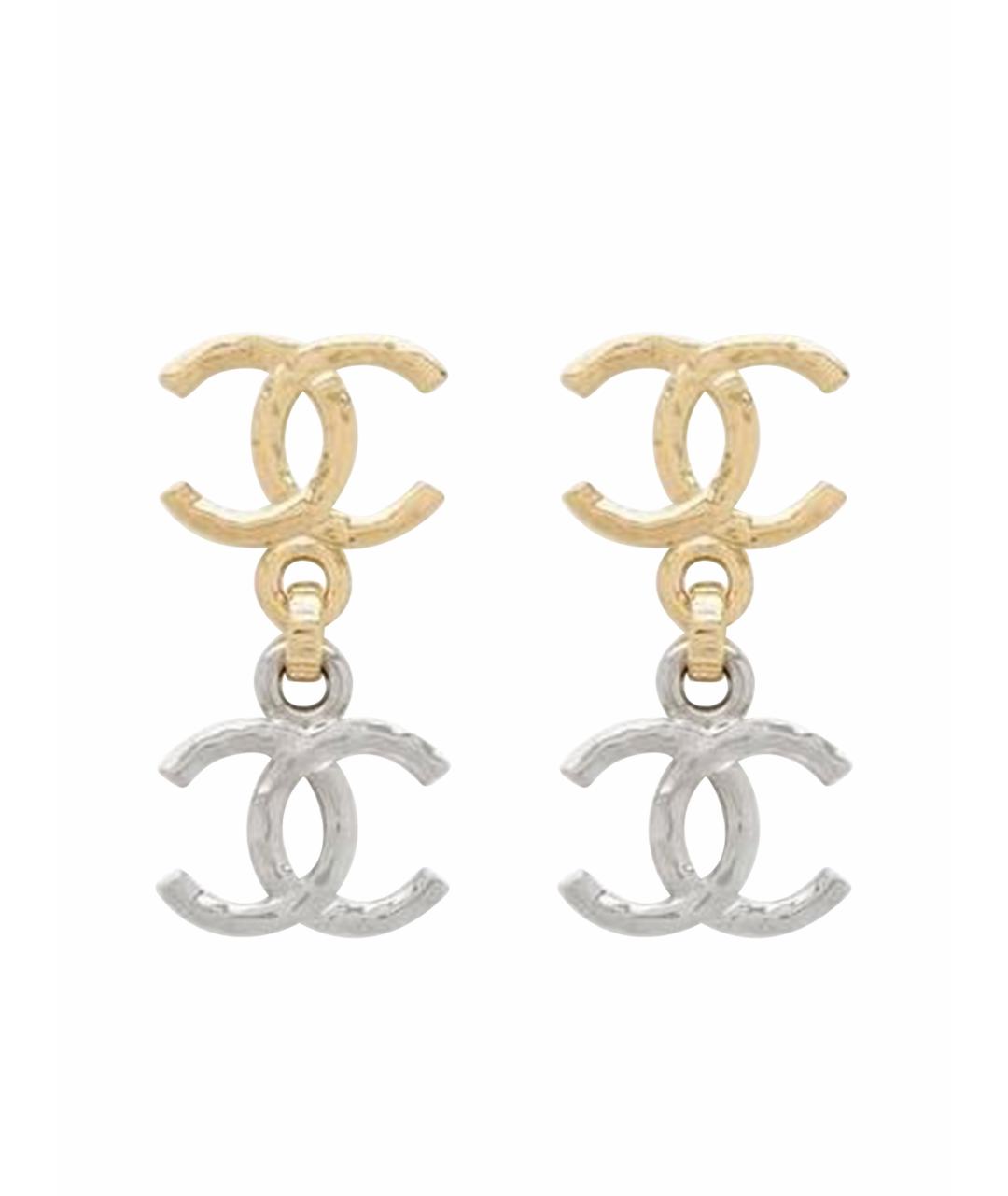 CHANEL Желтые металлические серьги, фото 1