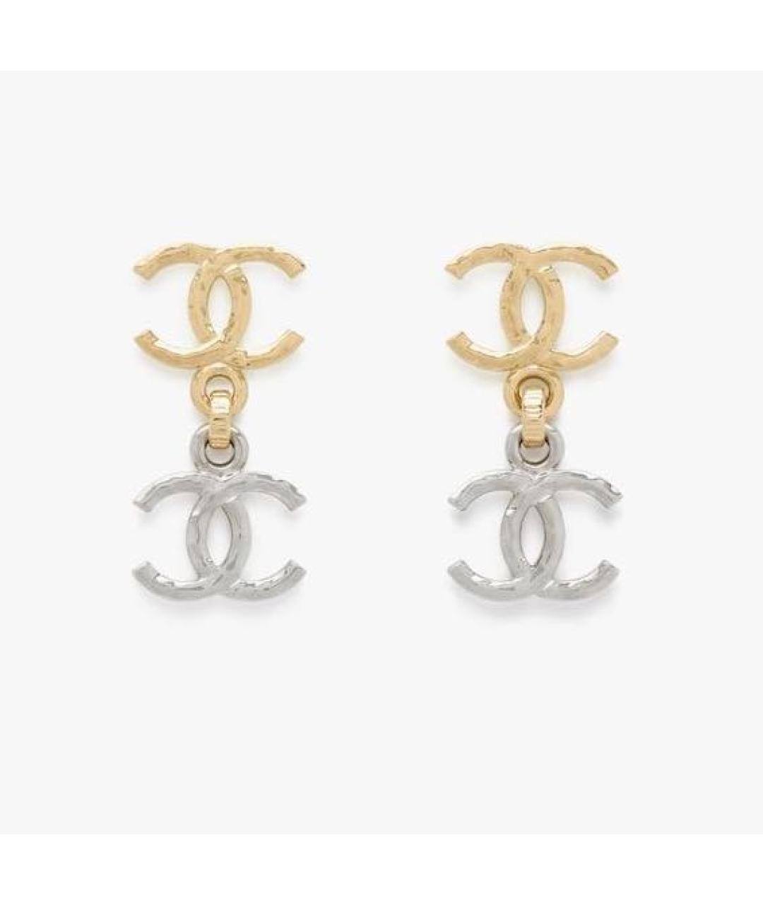 CHANEL Желтые металлические серьги, фото 3