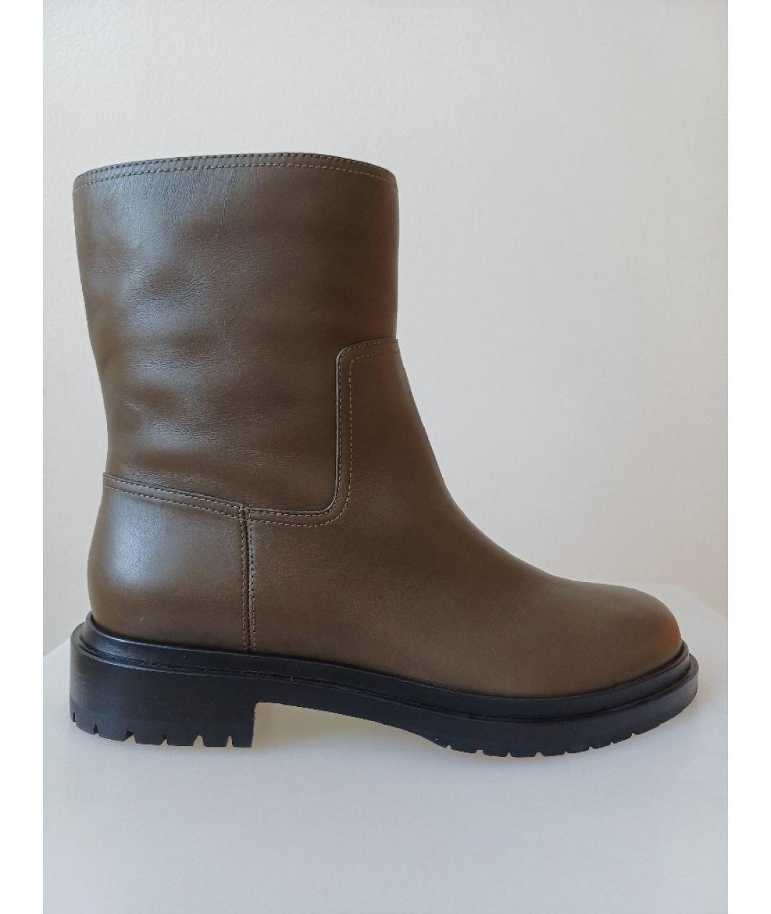 SERGIO ROSSI Хаки кожаные ботинки, фото 9